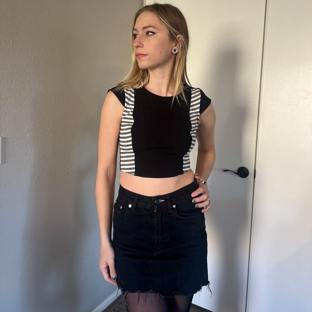 structured striped cropped top